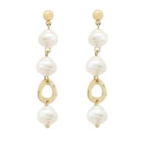 Gold Pearl Drop Statement Earrings